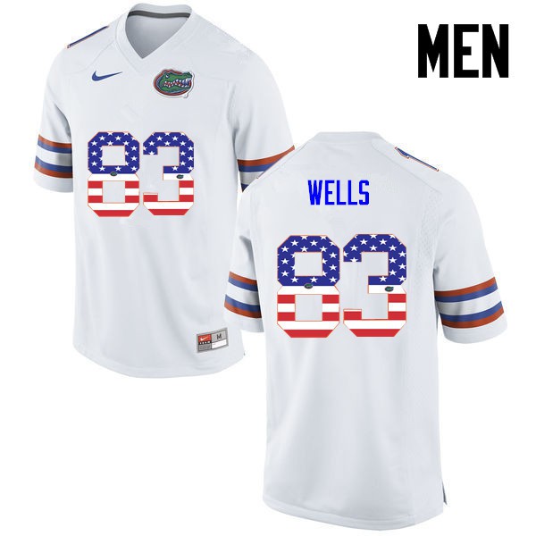 Florida Gators Men #83 Rick Wells College Football Jersey USA Flag Fashion White